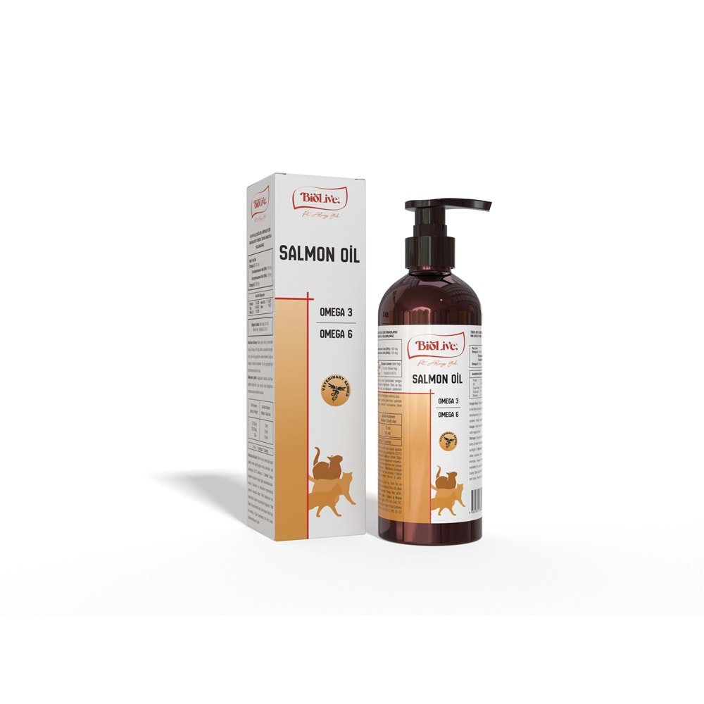 Biolive Kediler İçin Somon Yağı Tüy-Dış Eti-Bağışıklık-Kalp ve Göz Sağlığı 200ml