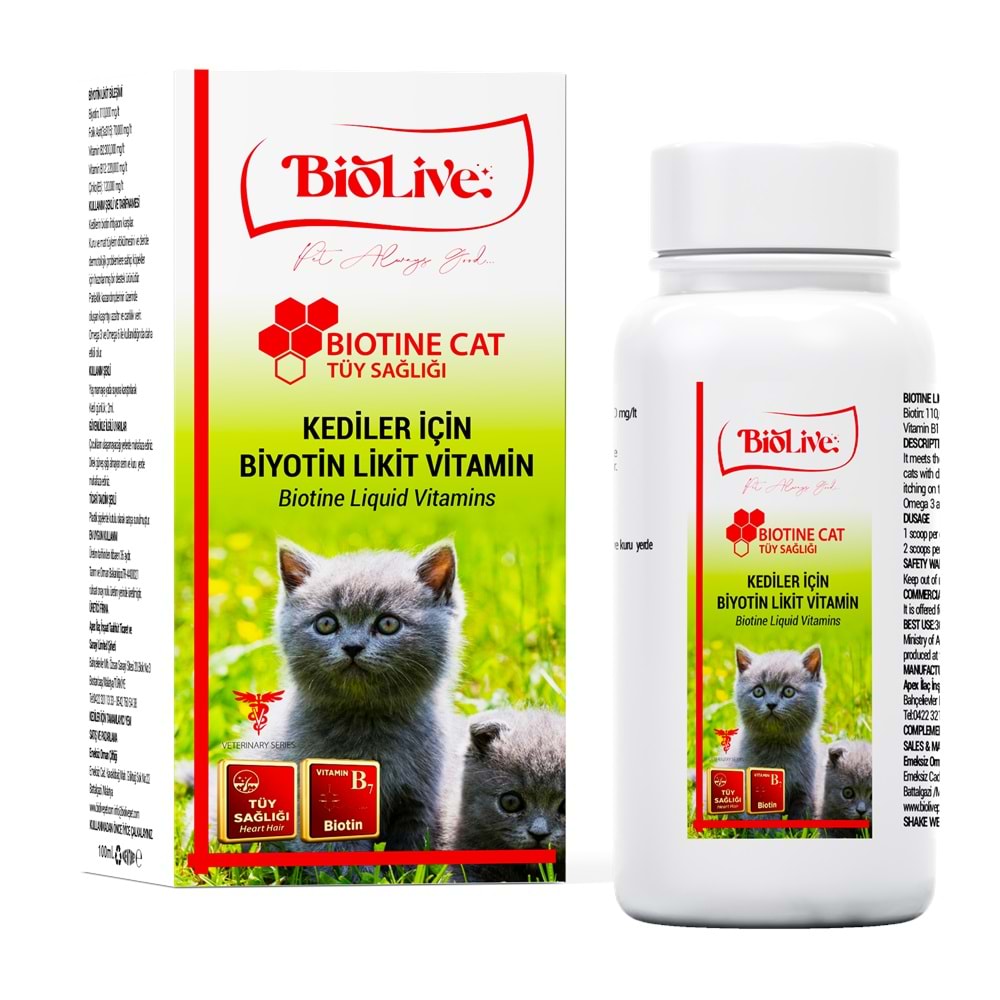 BİOLİVE BİOTİN CAT 100ML LİKİT (TAMAMLAYICI YEM)