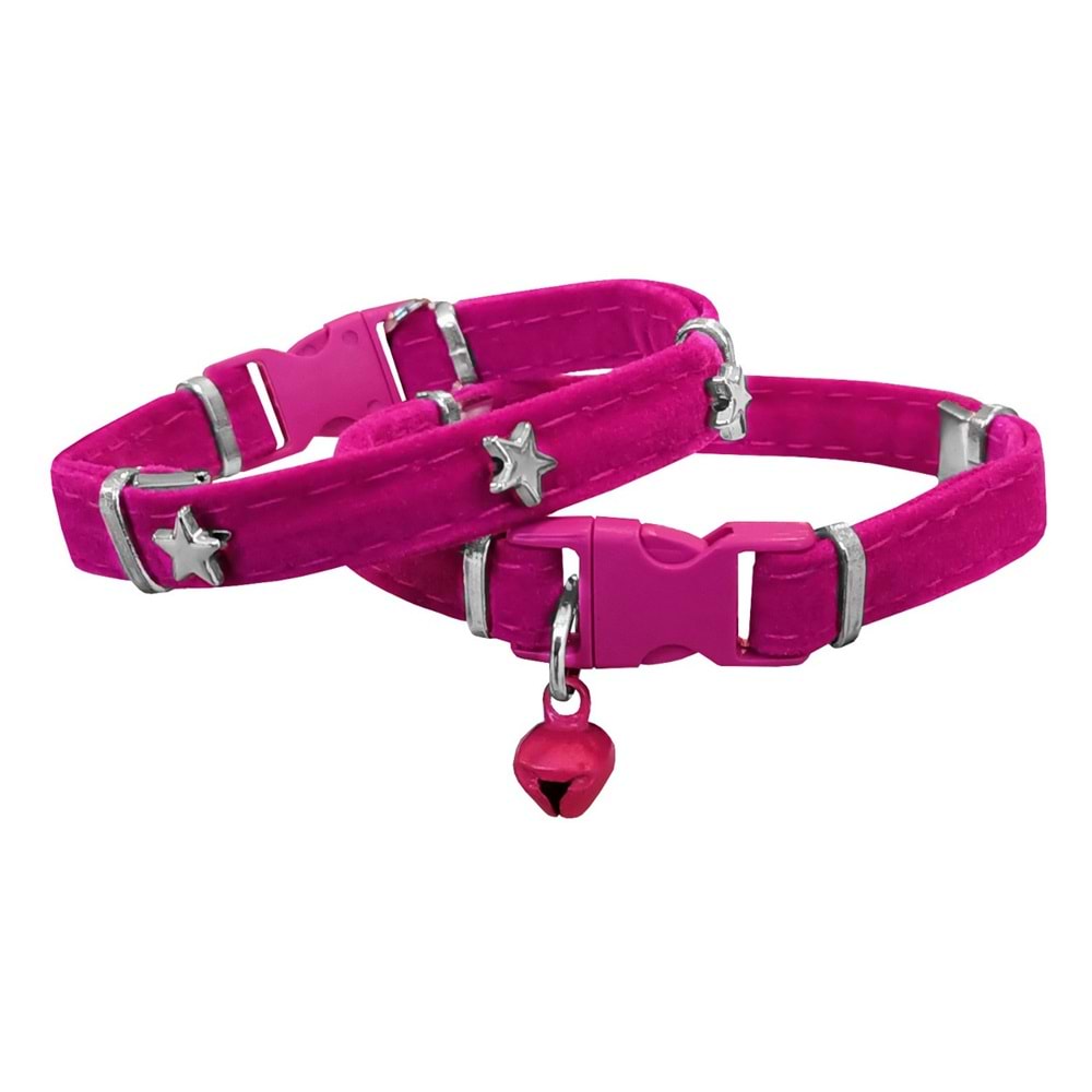 DR.ELEGANCE YILDIZ KADİFE KEDİ BOYUN TASMASI (PEMBE)