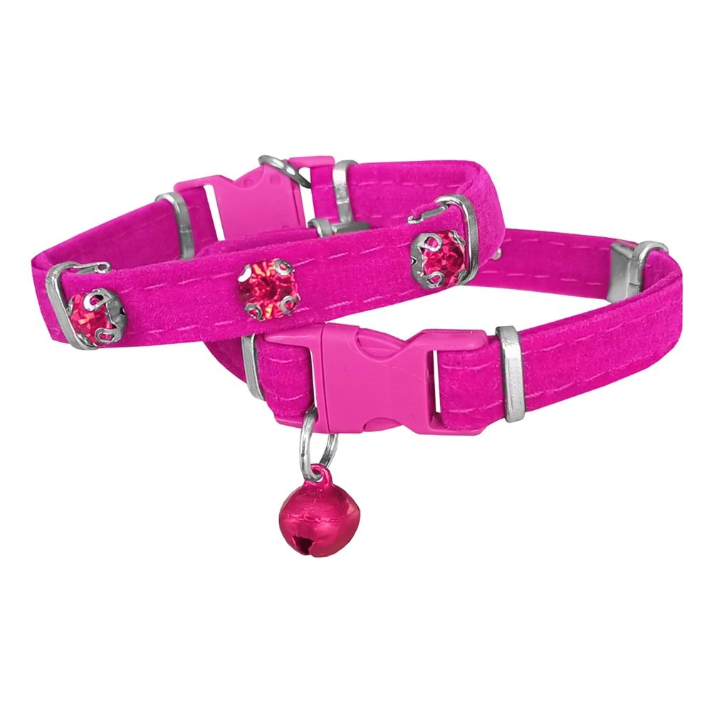 DR.ELEGANCE TAŞLI KADİFE KEDİ BOYUN TASMASI (PEMBE)