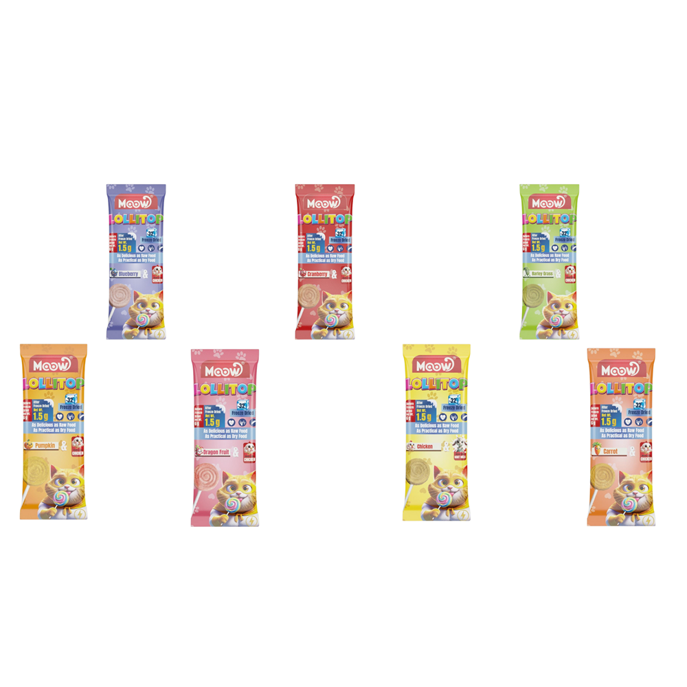 Moow [40] Mix 7 Lezzetli Lollitop Keçi Sütlü Kedi Lolipop 1.5gr x 7'Li