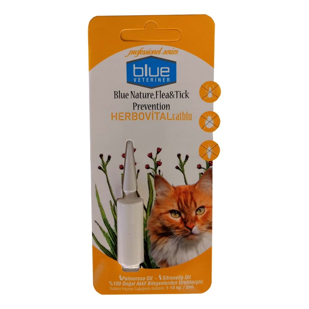 Blue Veteriner Kediler İçin Bitkisel Ense Damlası 2ml (15 Adet)
