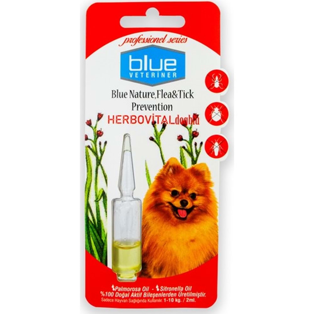Blue Veteriner 1-10kg Köpekler İçin Bitkisel Ense Damlası 2ml
