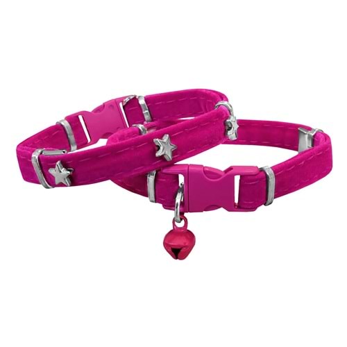 DR.ELEGANCE YILDIZ KADİFE KEDİ BOYUN TASMASI (PEMBE)