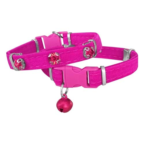 DR.ELEGANCE TAŞLI KADİFE KEDİ BOYUN TASMASI (PEMBE)