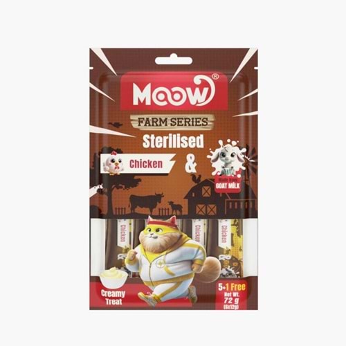 Moow [04] Tavuklu Keçi Sütlü Sterilised Kedi Krema 12gr x 6 [Box 12'li]