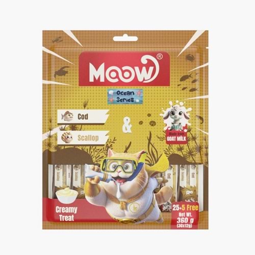 Moow [18] Morina Balıklı&Deniz Taraklı Keçi Sütlü 12gr x 30'lu Kedi Krema Ödülü