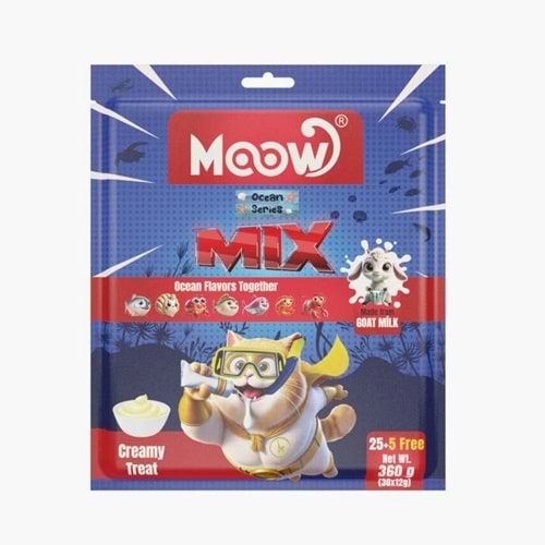 Moow [22] Mix 7 Lezzetli Okyanus Serisi Keçi Sütlü Kedi Krema 12gr x 30' lu