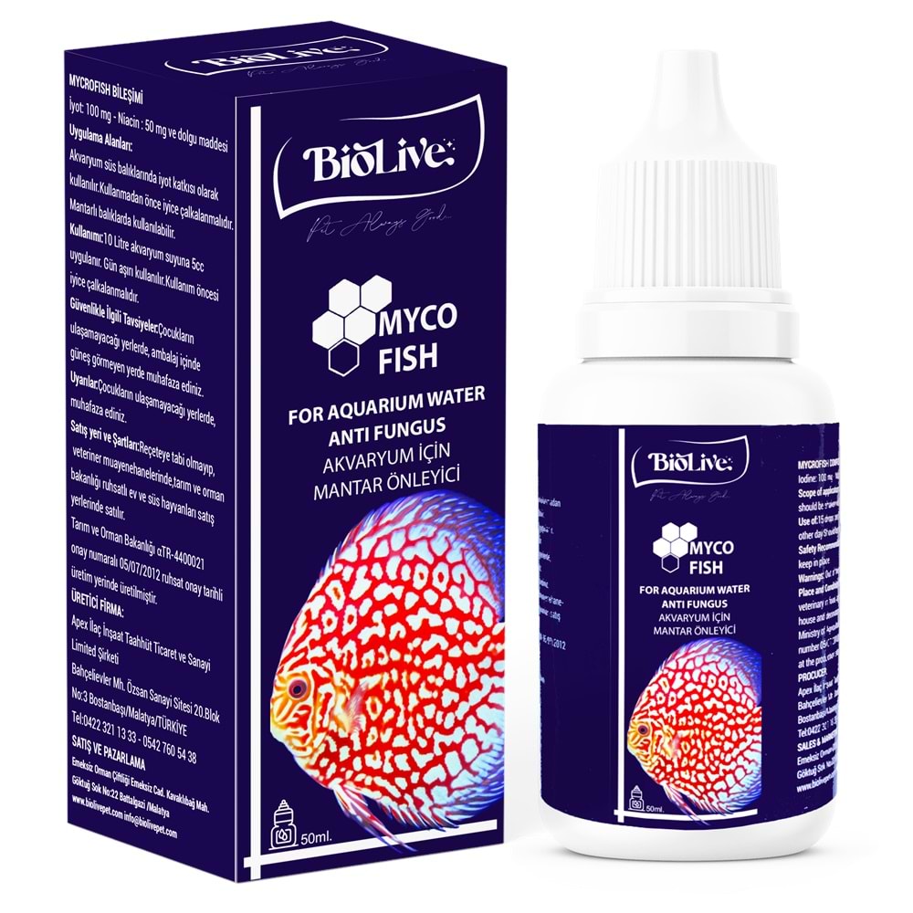 Biolive Myco Fish Akvaryum Balıkları İçin Mantar Giderici 50ml