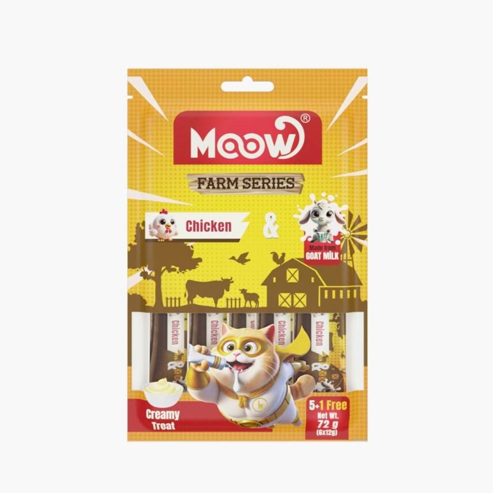 Moow [01] Tavuklu Keçi Sütlü Kedi Krema 12gr x 6 [Box 12'li]