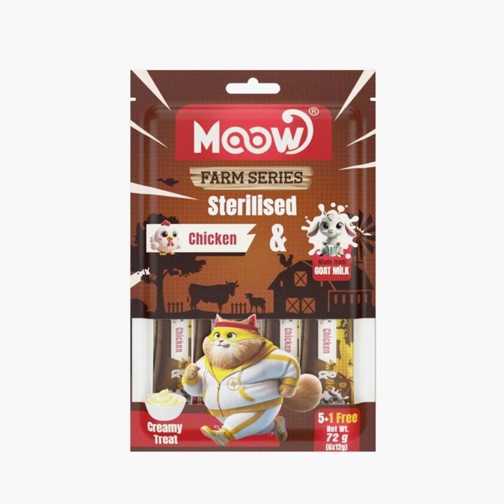 Moow [04] Tavuklu Keçi Sütlü Sterilised Kedi Krema 12gr x 6 [Box 12'li]