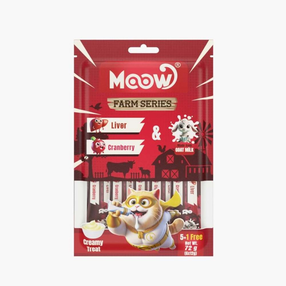 Moow [06] Ciğerli & Kızılcıklı Keçi Sütlü Kedi Krema 12gr x 6 [Box 12'li]