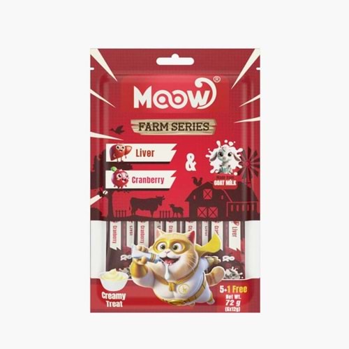 Moow [06] Ciğerli & Kızılcıklı Keçi Sütlü Kedi Krema 12gr x 6 [Box 12'li]