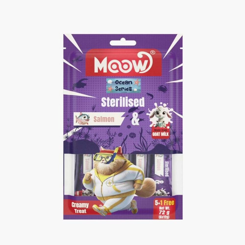 Moow [09] Somonlu Keçi Sütlü Sterilised Kedi Krema 12gr x 6 [Box 12'li]