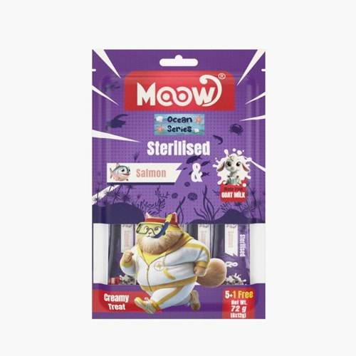 Moow [09] Somonlu Keçi Sütlü Sterilised Kedi Krema 12gr x 6 [Box 12'li]