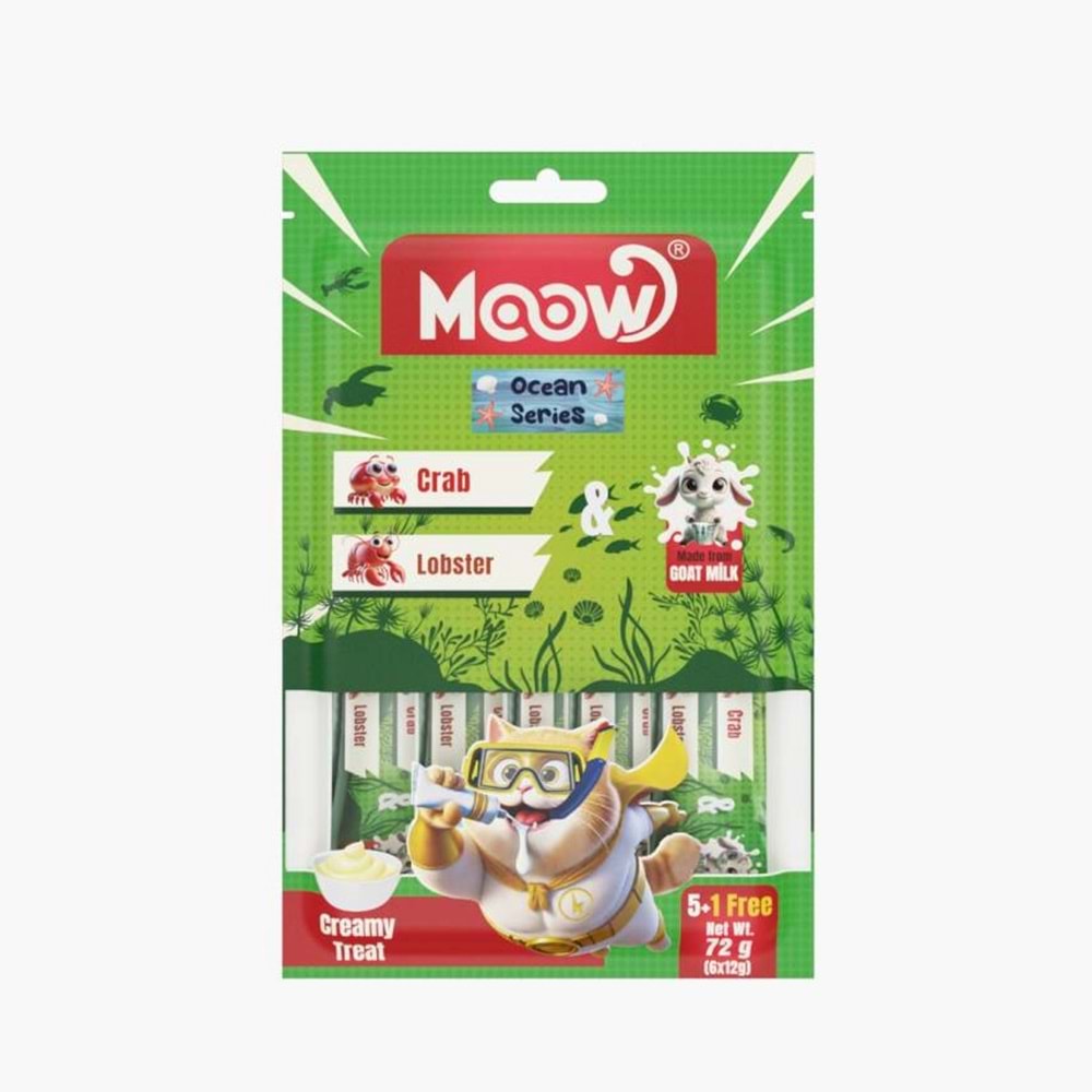 Moow [11] Yengeçli & Istakozlu Keçi Sütlü Kedi Krema 12gr x 6 [Box 12'li]