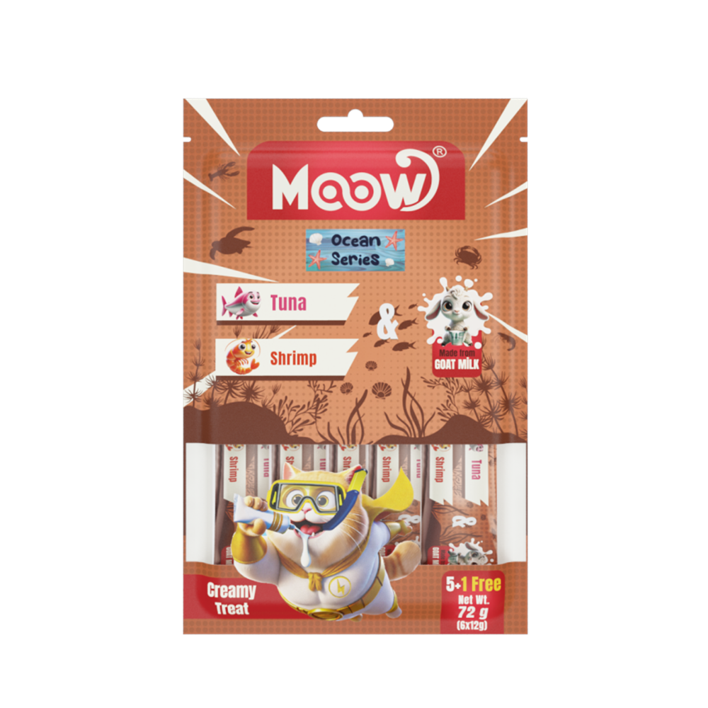 Moow [12] Ton Balıklı & Karidesli Keçi Sütlü Kedi Krema 12gr x 6 [Box 12'li]