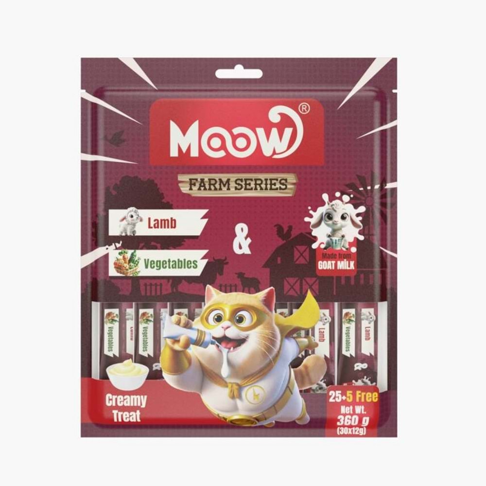 Moow [15] Kuzu Etli&Sebzeli Keçi Sütlü 12gr x 30' lu Kedi Krema Ödülü
