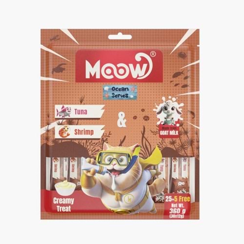 Moow [20] Ton Balıklı&Karidesli Keçi Sütlü 12gr x 30'lu Kedi Krema Ödülü