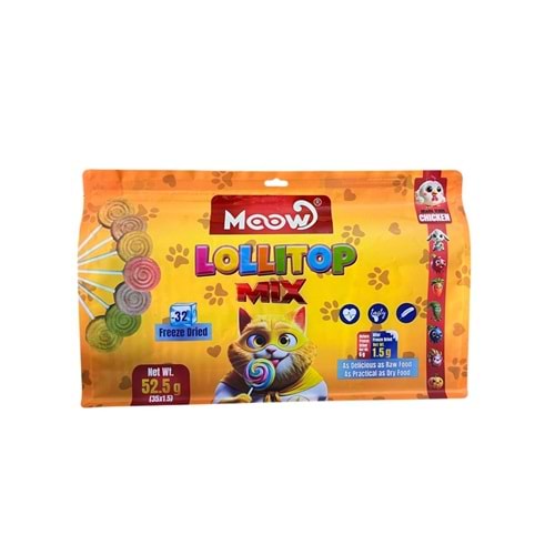 Moow [41] Mix 7 Lezzetli Lollitop Keçi Sütlü Kedi Lolipop 1.5gr x 35'Li